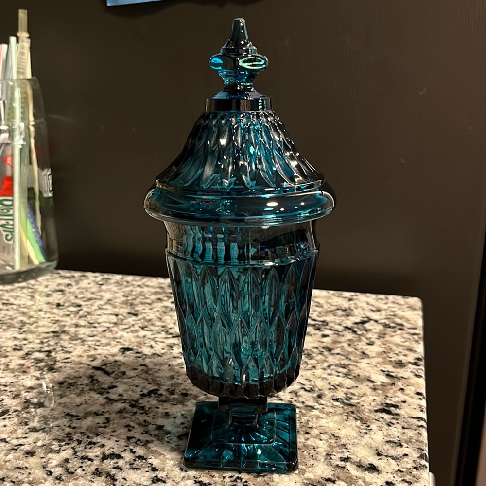 RARE BLUE CANDY DISH🍬INDIANA GLASS CO. MT. VERNON VINTAGE 40’s-60’s